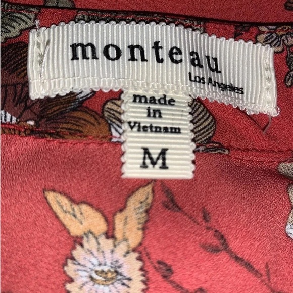 Monteau Red and Gray Wrap Blouse with Bell Sleeves NWOT - Picture 7 of 11